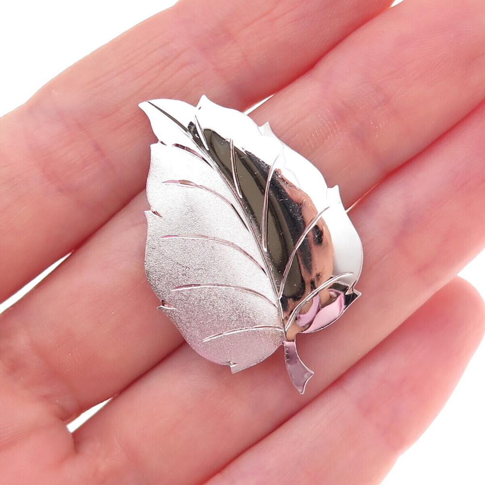 Ward Brothers 925 Sterling Silver Vintage 1970 Birmingham Floral Leaf Pin Brooch